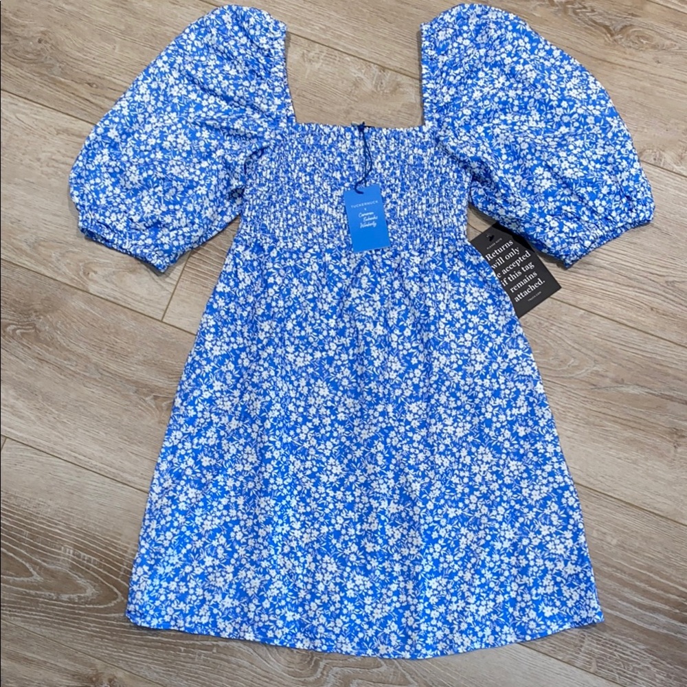 NWT Tuckernuck x Cameran Blooms on Broad Annie Smocked Linen Dress Medium